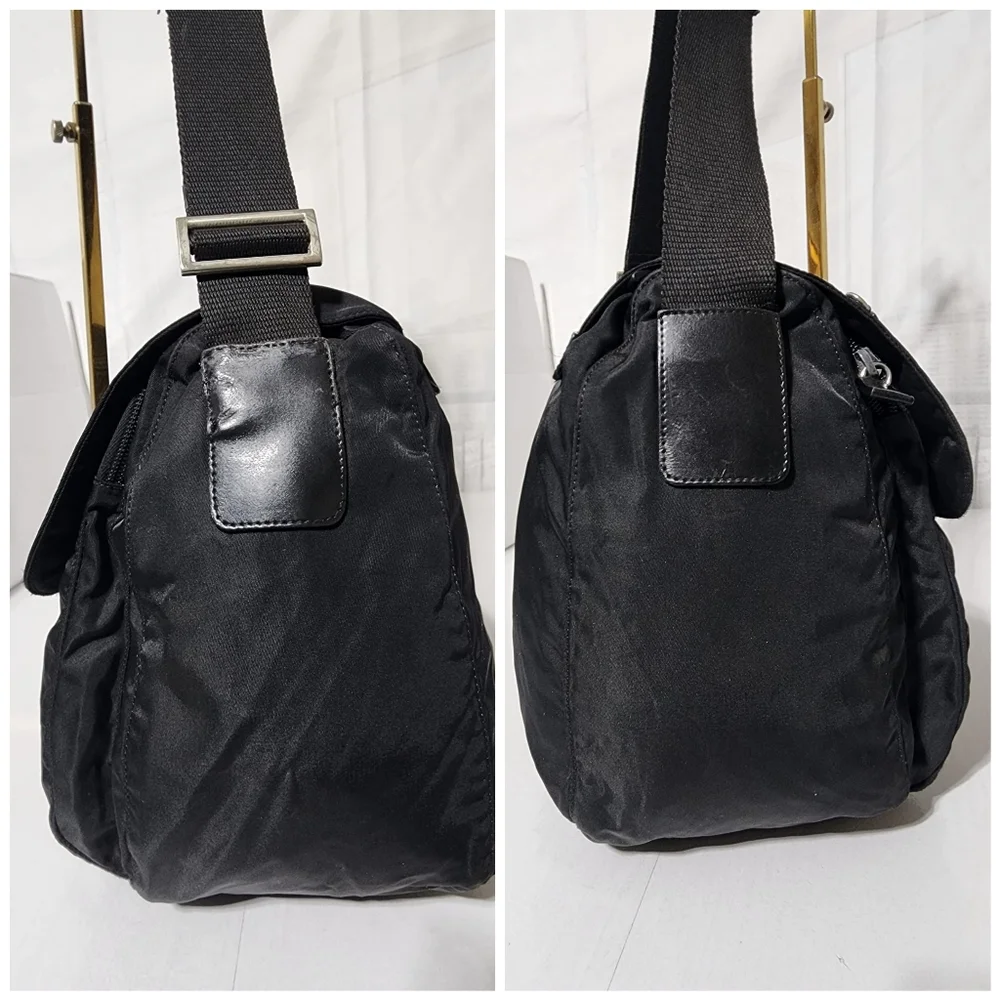 PRADA Tessuto Nylon Messenger Bag Black